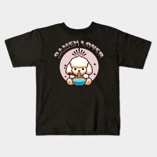 Cute Poodle Eating Ramen Kids T-Shirt